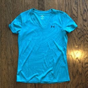3/$10 Under Armour Teal Stretch Athletic V-Neck Shortsleeve Tee